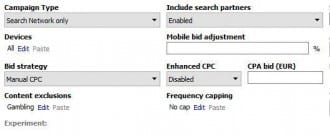 AdWords Editor frequency capping